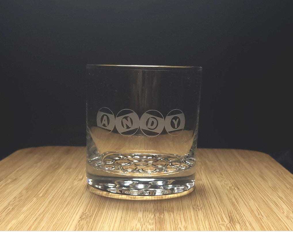 Custom Pool Ball Old Fashioned Glasses - Personalized Billiard Gifts for Pool Teams and Players