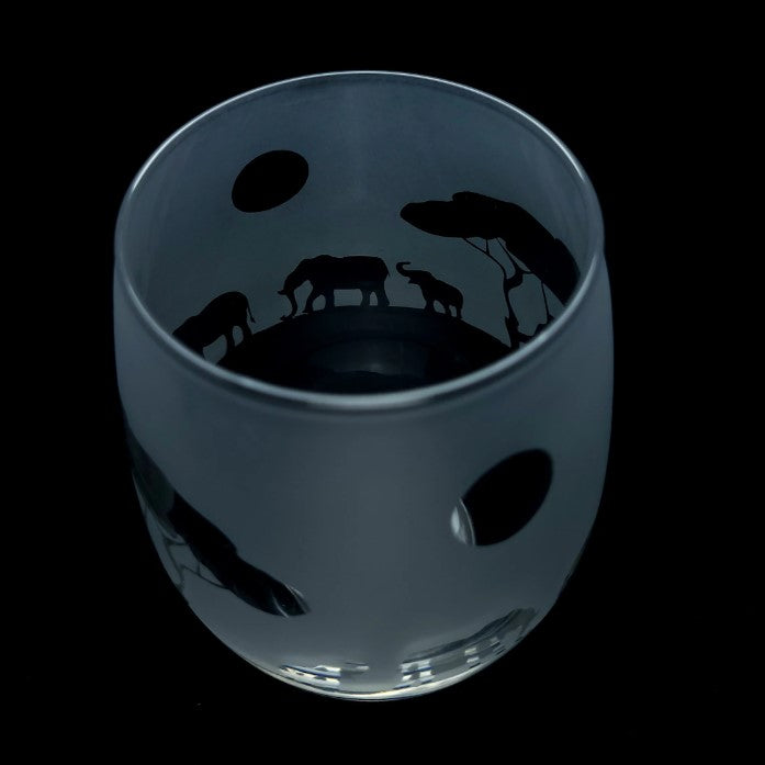 Elephant Cavalcade Safari Etched Cocktail Glass - Animal Kingdom