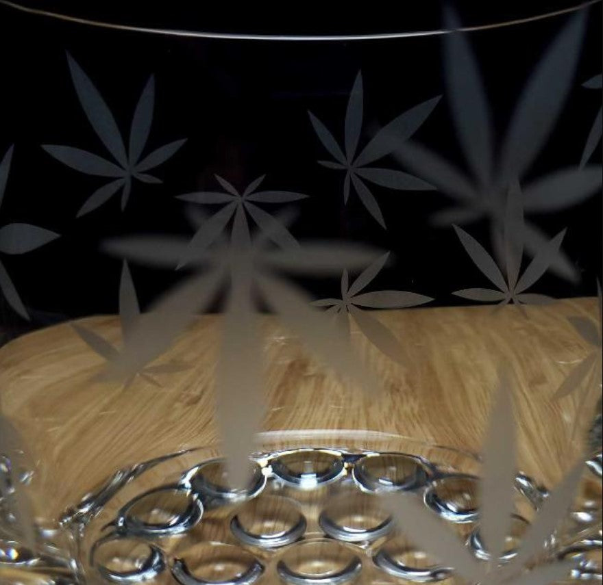 Cannabis Etched Cocktail Glass, Gift for Marijuana Lover