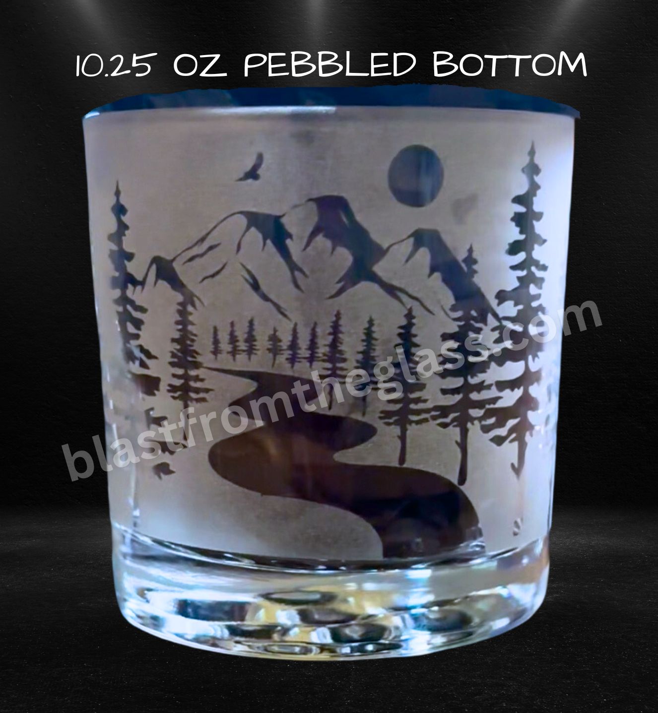 Etched Nature Lover Stemless Cocktail Glass - River, Mountain, Hiker, Camper Gift